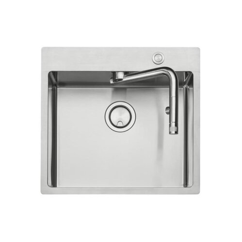 Naber Einbauspülen-Set Corno Turno 50, Spüle und integrierte Armatur Turno, Edelstahl