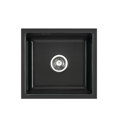 Systemceram Einbauspüle KeraDomo MERA 51 F/o flächenbündig einbaubar Handbedienung Nero (glänzend)