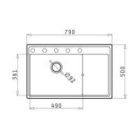 Pyramis Einbauspüle Pyragranite Camea (79x50) 1 B 1 D Becken links