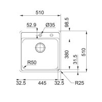 Franke Einbaubecken Bell BCX 610-51 Edelstahl Handbetätigung