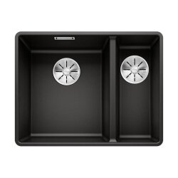 BLANCO Einbauspüle SUBLINE 340/160-F Silgranit flächenbündig einbaubar, InFino schwarz