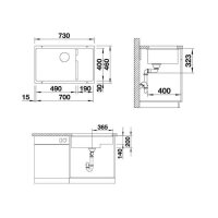 BLANCO Unterbaubecken SUBLINE 700-U Level Silgranit, InFino schwarz
