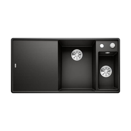 BLANCO Einbauspüle AXIA III 6 S-F Silgranit flächenbündig | InFino Ablauf | Becken rechts | schwarz | mit Glas-Schneidbrett