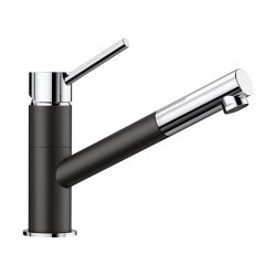 BLANCO Küchenarmatur KANO-S Silgranit schwarz / chrom, Hochdruck