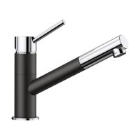 BLANCO Küchenarmatur KANO-S Silgranit schwarz / chrom, Hochdruck