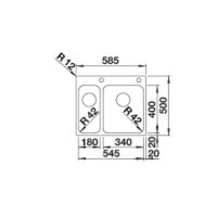 BLANCO Einbaubecken SOLIS 340/180-IF/A Edelstahl Bürstfinish Hauptbecken rechts