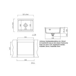 Systemceram Einbauspüle KeraDomo Kara 57 F/o flächenbündig einbaubar Handbedienung Standard Polar 13