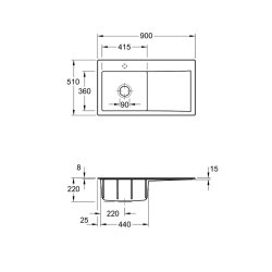 Villeroy & Boch Einbauspüle Subway Style 50 Becken links Handbedienung Classicline i4 Graphite