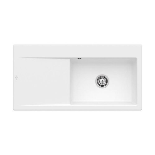 Villeroy & Boch Einbauspüle Subway Style 60 Flat (flächenbündig einbaubar) Becken rechts Excenterbedienung Classicline RW Stone White
