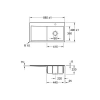 Villeroy & Boch Einbauspüle Subway Style 50 Flat (flächenbündig einbaubar) Becken rechts
