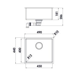 Naber Einbaubecken Corno Basso 5 Edelstahl