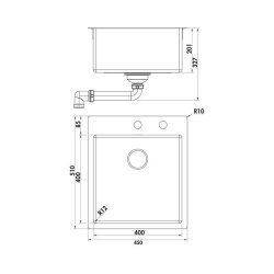 Naber Einbaubecken-Set Corno Piu PR3 Edelstahl mit Küchenarmatur Fuoco 1 Chrom Hochdruck