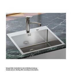 Naber Einbaubecken-Set Corno Piu PR4 Edelstahl mit Küchenarmatur Fuoco 1 Chrom Hochdruck
