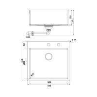Naber Einbaubecken-Set Corno Piu PR4 Edelstahl mit Küchenarmatur Fuoco 1 Chrom Hochdruck