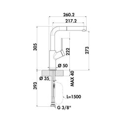 Naber LINEA Küchenarmatur Mio 4 mit ausziehbarem Auslauf chrom Hochdruck
