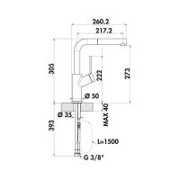 Naber LINEA Küchenarmatur Mio 4 mit ausziehbarem Auslauf chrom Hochdruck