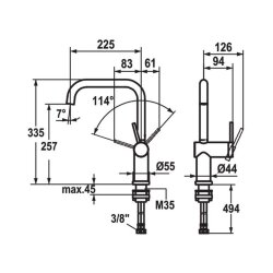 KWC Küchenarmatur Livello 4E Fensterarmatur Edelstahl Hochdruck