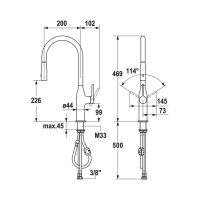 KWC Küchenarmatur Sin 3 mit herausziehbarer Schlauchbrause chrom, Hochdruck