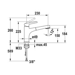 Naber KWC Küchenarmatur Suno 4 Fensterarmatur mit herausziehbarer Schlauchbrause chrom, Hochdruck