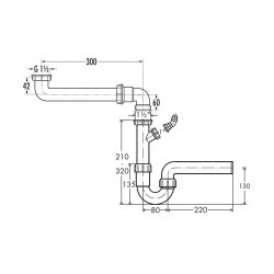 Set Raumspar-Siphon / Geruchverschluss 1 1/2" x 50 mm, mit 1 Geräteanschluss