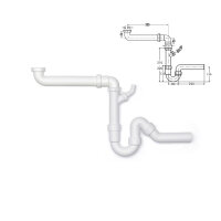 Set Raumspar-Siphon / Geruchverschluss 1 1/2" x 50 mm, mit 1 Geräteanschluss