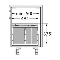 Hailo Abfallsammler 3669001 Tandem 15/15 dunkelgrau
