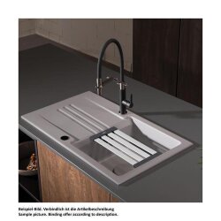 Systemceram Einbauspüle KeraDomo Kara 85 Excenterbedienung Nigra 87