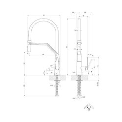 Systemceram Küchenarmatur TONO PRO mit Flexauslauf Edelstahlfinish