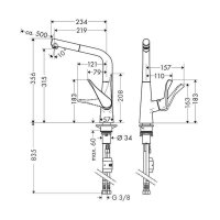 hansgrohe Küchenarmatur 320 Metris M71 | ausziehbarer Auslauf | Edelstahl Finish