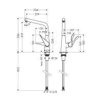 hansgrohe Küchenarmatur 320 Metris M71 | ausziehbarer Auslauf | Vor-Fenster-Armatur | Chrom