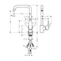 hansgrohe Küchenarmatur 260 Focus M41 | Niederdruck | Chrom