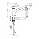 hansgrohe Küchenarmatur 170 Talis M52 | ausziehbarer Schlauch mit Brausefunktion | Chrom