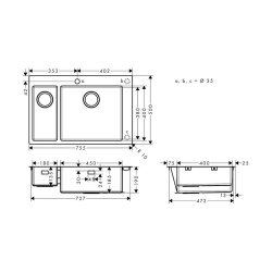 hansgrohe Einbauspüle 180/450 S711-F655 | Edelstahl