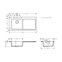hansgrohe Einbauspüle S51 S5110-F450, Becken links, Steingrau