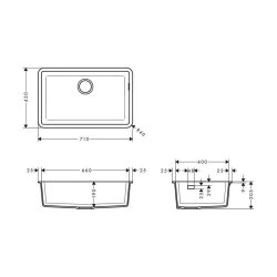 hansgrohe Unterbauspüle 660 S510-U660 | Betongrau