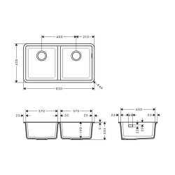 hansgrohe Unterbauspüle 370/370 S510-U770 | Graphitschwarz