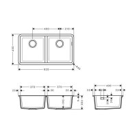 hansgrohe Unterbauspüle 370/370 S510-U770 | Betongrau