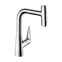 hansgrohe Küchenarmatur 220 Talis Select M51 | ausziehbarer Schlauch mit Brausefunktion | mit Schlauchbox (sBox) | Chrom