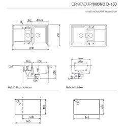 Schock Einbauspüle Cristadur Mono D-150 A Green Line Day DAY Exzenterbedienung