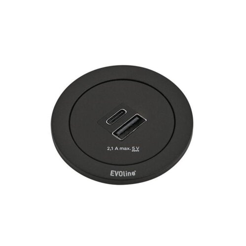 EVOline One, Steckdosenelement mit USB/A und USB/C Charger, Ring schwarz