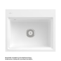 Villeroy & Boch Einbauspüle flächenbündig Subway Style 60 S Flat Classicline RW Stone White mit Excenterbetätigung und Abtropfgitter in Aluminium gebürstet