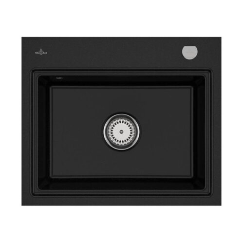 Villeroy & Boch Einbauspüle flächenbündig Subway Style 60 S Flat Premiumline J0 Chromite mit Excenterbetätigung und Abtropfgitter in Anthracite