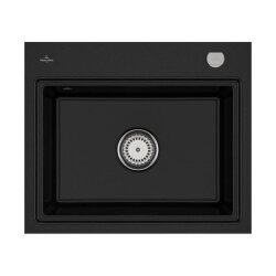 Villeroy & Boch Einbauspüle flächenbündig Subway Style 60 S Flat Premiumline J0 Chromite mit Excenterbetätigung und Abtropfgitter in Anthracite