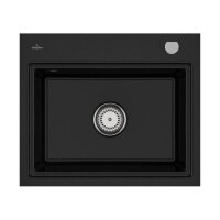 Villeroy & Boch Einbauspüle flächenbündig Subway Style 60 S Flat Premiumline J0 Chromite mit Excenterbetätigung und Abtropfgitter in Anthracite