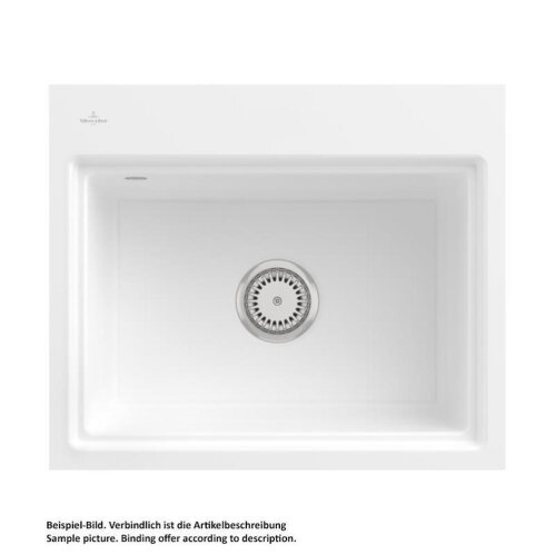 Villeroy & Boch Einbauspüle flächenbündig Subway Style 60 S Flat Premiumline KG Snow White mit Excenterbetätigung und Abtropfgitter in Anthracite