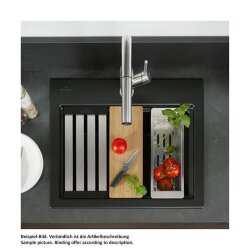 Villeroy & Boch Einbauspüle flächenbündig Subway Style 60 S Flat Premiumline KG Snow White mit Excenterbetätigung und Abtropfgitter in Anthracite