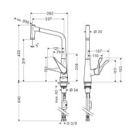 hansgrohe Küchenarmatur 320 Metris M71 | ausziehbarer Schlauch mit Brausefunktion