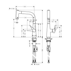 hansgrohe Küchenarmatur 220 Metris M71 | ausziehbarer Schlauch mit Brausefunktion