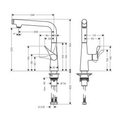 hansgrohe Küchenarmatur 260 Metris Select M71 | ausziehbarer Auslauf