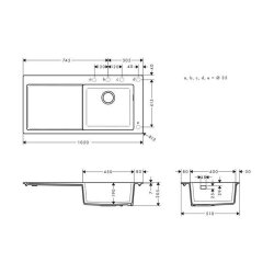 hansgrohe Einbauspüle S51 S514-F450, Becken rechts